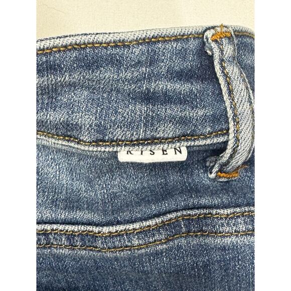 Risen Women's Distressed Straight Crop Blue Stretch Denim Jeans - Sz 1XL (35x28) - Picture 3 of 6